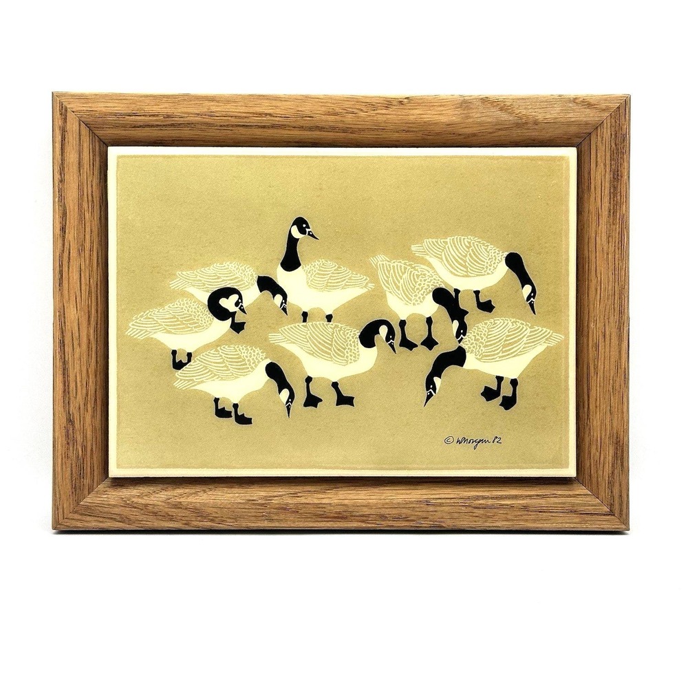 Vintage 1982 W Morgan Canada Geese Ceramic Tile Art Kimberly Enterprises Framed